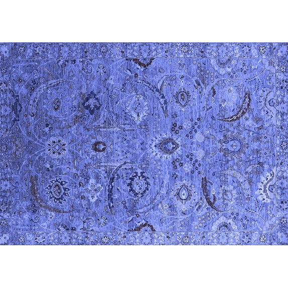 Ahgly Company Indoor Rectangle Oriental Blue Industrial Area Rugs, 7' x 10'