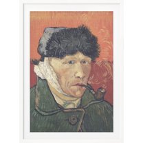 Vincent Van Gogh's Self Portrait With Bandaged Ear and Pipe (1889) Framed Art Modern Wall Decor