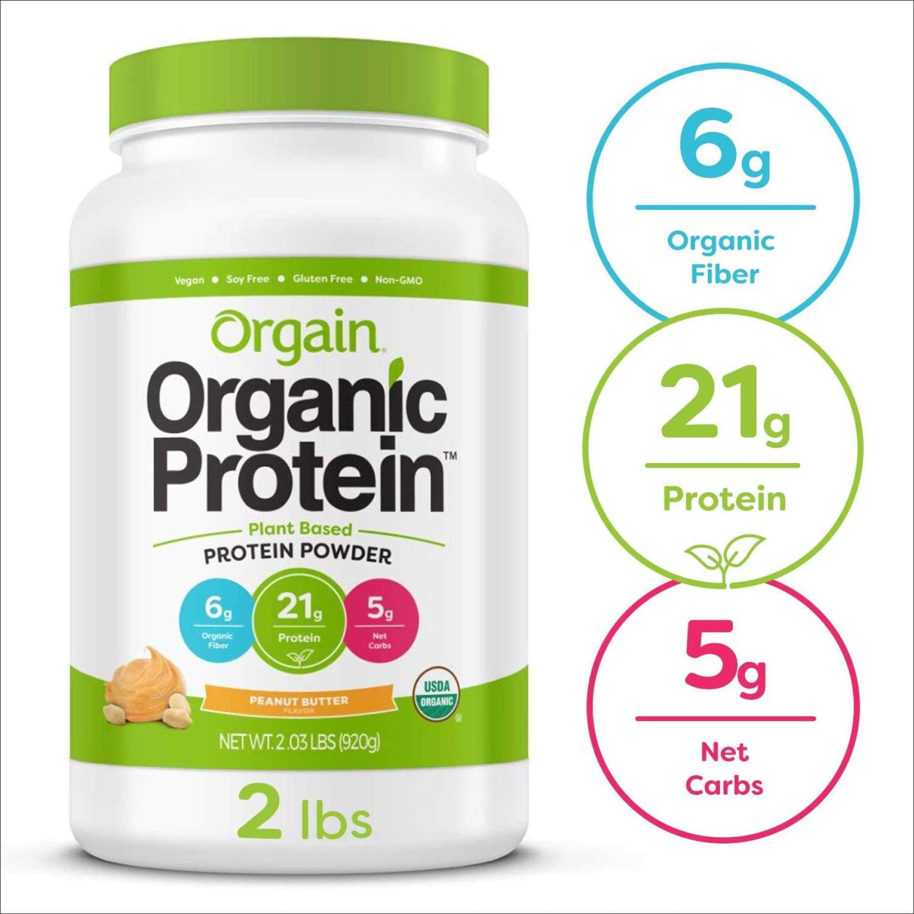 Orgain Organic Plant Based Protein Powder, Peanut Butter