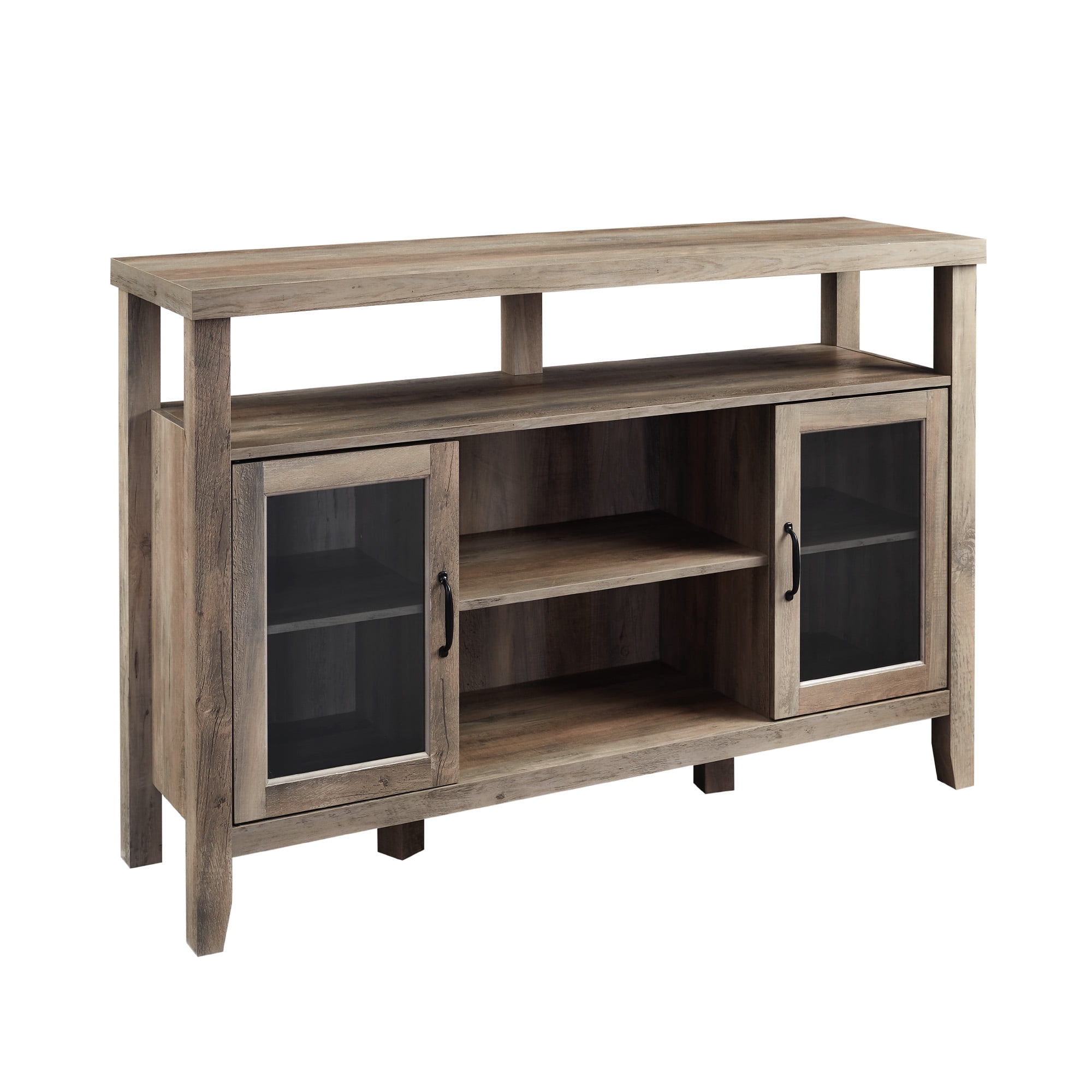 Walker Edison Rustic Glass Door Tall Buffet TV Stand for TVs up to 58", Grey Wash