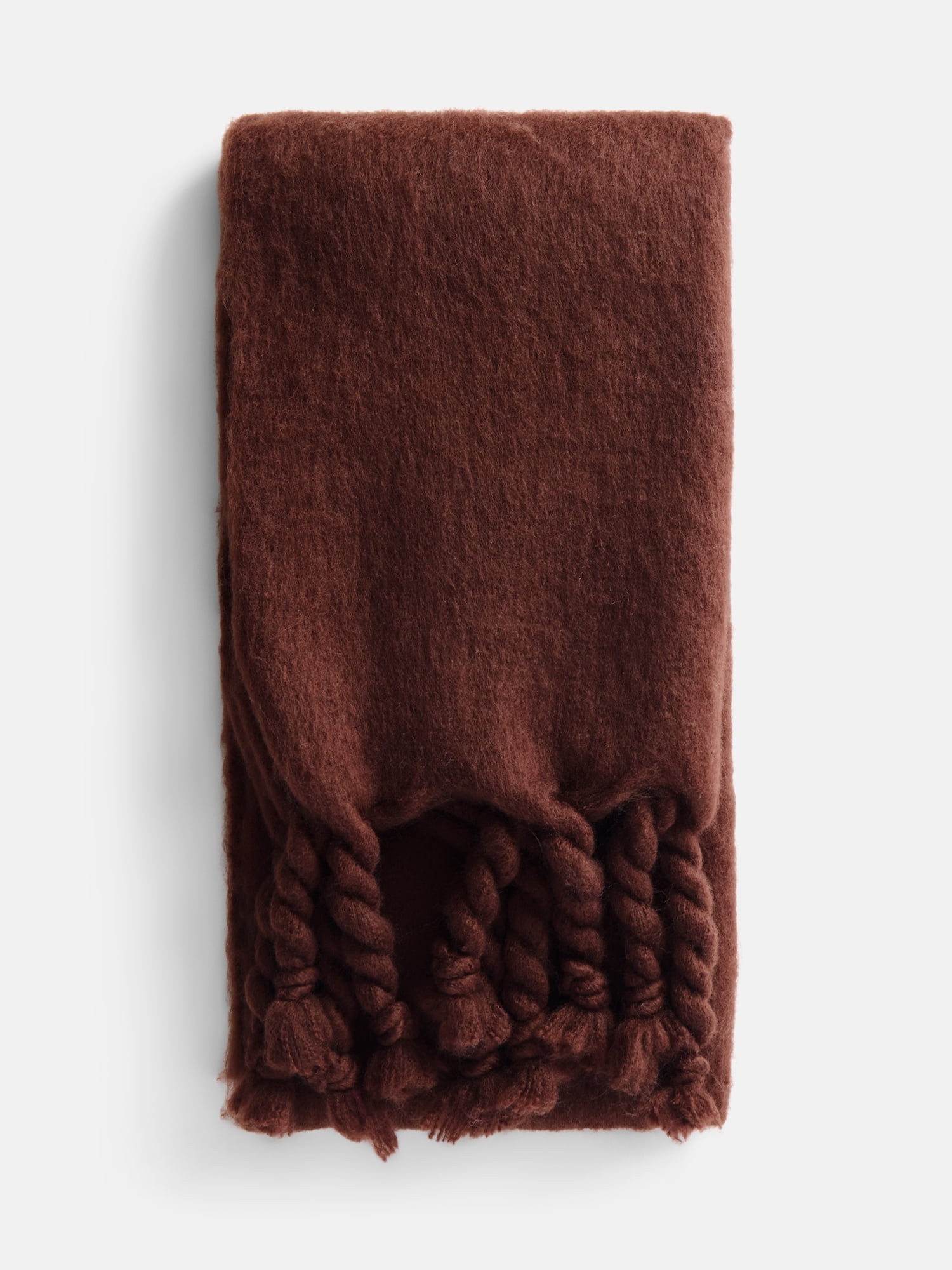 Scenario Women's Blanket Scarf with Braided Fringe Trim