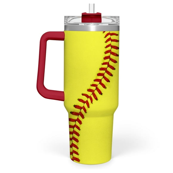Vaso SANDJEST Softball de 1183 ml con tapa y pajita de acero inoxidable