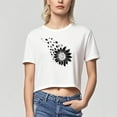 thumbnail image 3 of Drses‌‌ ‌‌‌Ladies' Casual Vintage Crop Top - Round Neck Short Sleeve Breathable Cotton Shirt, 3 of 5