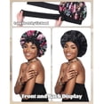 thumbnail image 2 of Satin Bonnet for Sleeping, Double Layer Hair Bonnet with Elastic Tie Band, Soft Night Cap for Curly and Straight Hair(Black(Flower)), 2 of 13