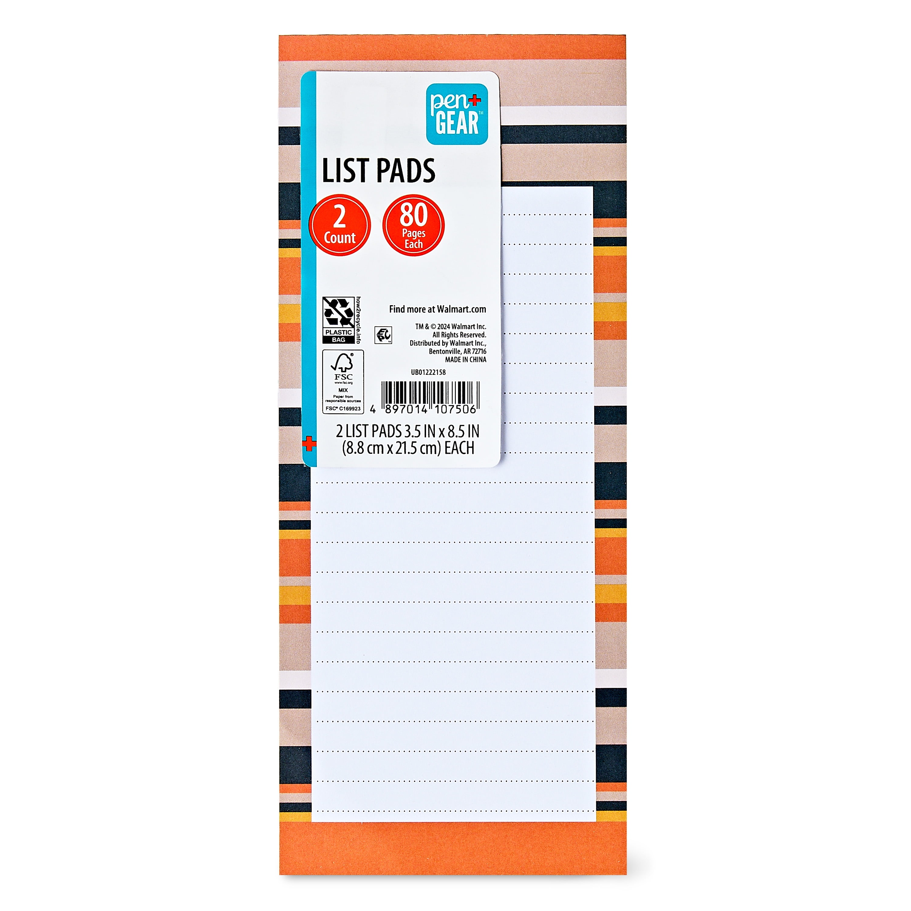 (8 pack) Pen+Gear List Pads with Magnet on Back, 80 Sheets Each, 2 Count