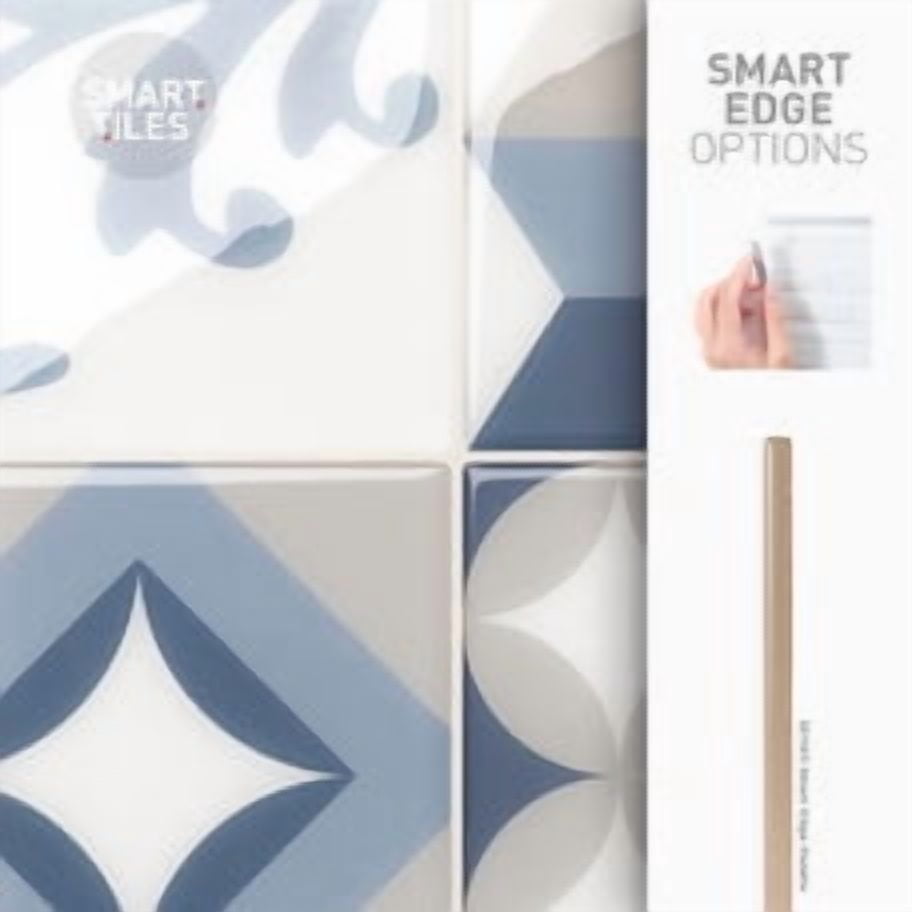 Smart Tiles Peel and Stick Backsplash, 5 Adhesive Tiles, Vintage Blue/Grey, 9"x9"