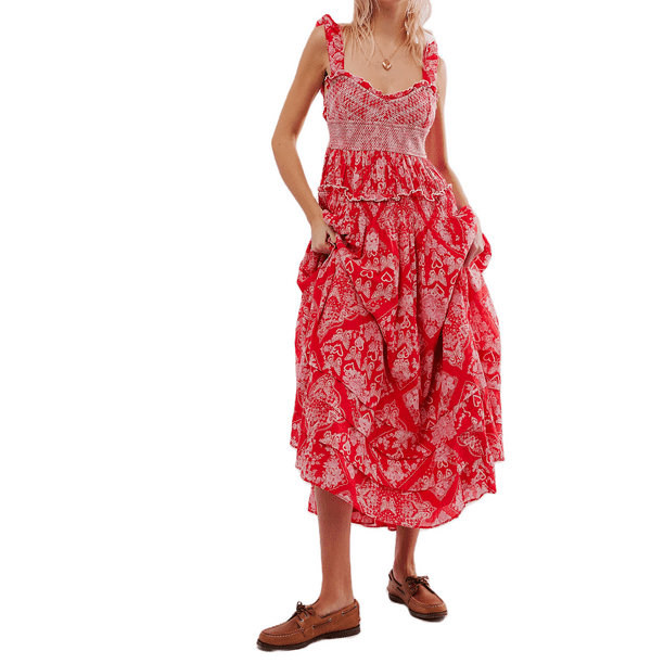 Sunloudy Vestido estampado floral bohemio para mujer, vestido maxi con mangas abullonadas, vestidos de verano para novia Sunloudy moda