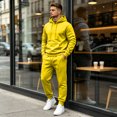 thumbnail image 2 of Trgacdwlo Men's 2 Piece Sweatsuit Set Tracksuit Casual Hoodie and Joggers Sport Pant Set Fall Winter Hoodie Sweatsuits Casual Athletic Outfits Yellow L, 2 of 9