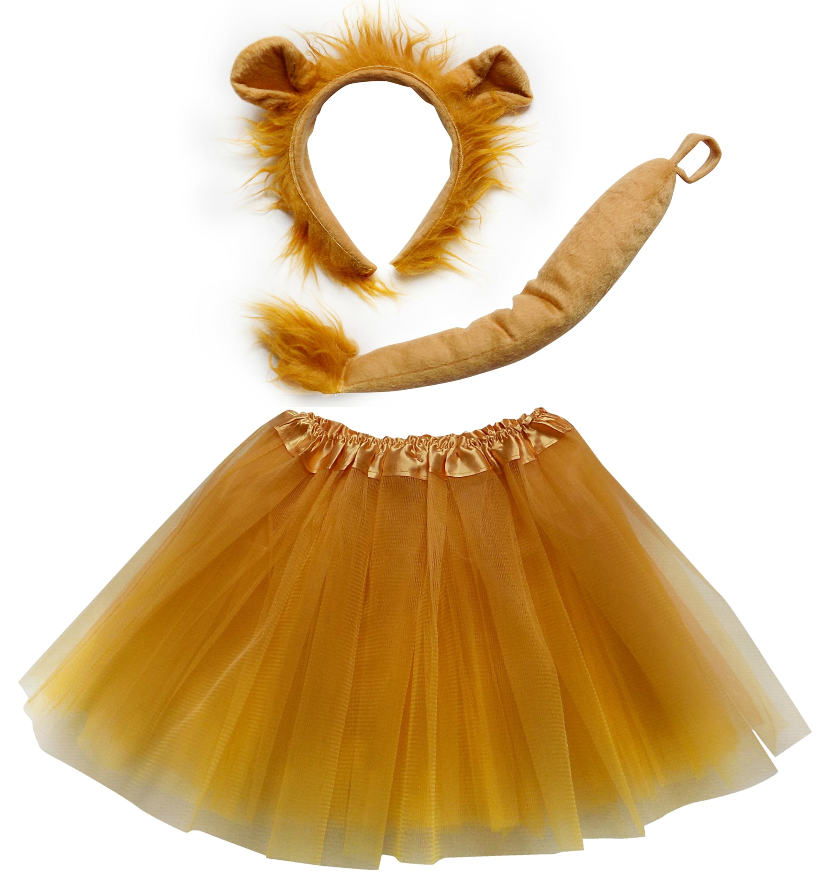 Lion Ears And Tail Set Pale Gold/Brown Long Tail Instant Fancy Dress Handmade 