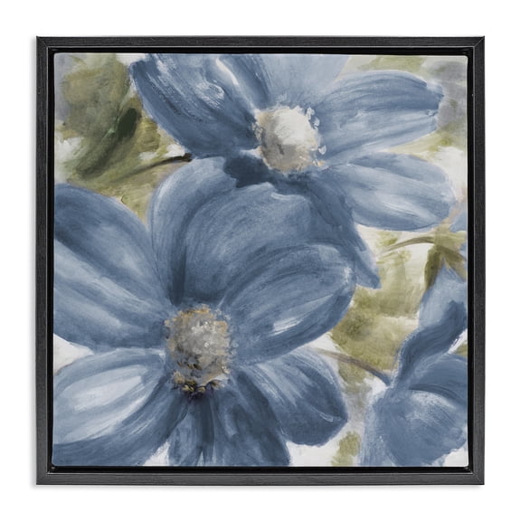 Stupell Industries Walk In Beauty Blue Flowers Black Framed Floater Canvas Wall Art, design by Lanie Loreth