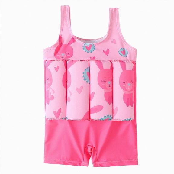 JUMEYU Toddler Swimsuit with Floatation Toddler Floatation Swimsuit Swim Vest for Baby Boy Girls Float Suit with Buoyancy Floating Swimwear Bathing Suit 2T 3T (Hot Pink,2-3 Years)