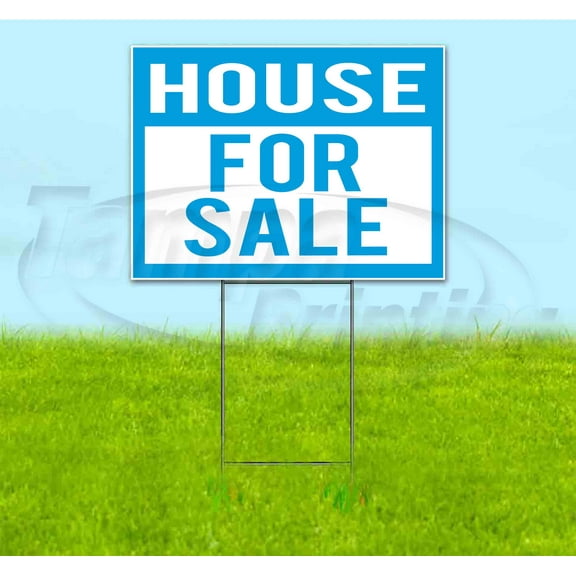 House For Sale (18" x 24") Yard Sign, Includes Metal Step Stake