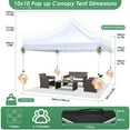 thumbnail image 3 of Hoteel 10x10 Pop up Canopy Tent Commercial Instant Canopy with 4 Sidewalls & Sandbags, UPF 50+ All Season Portable Tent for Parties Beach Camping Party Event Shelter Sun Shade, White, 3 of 8