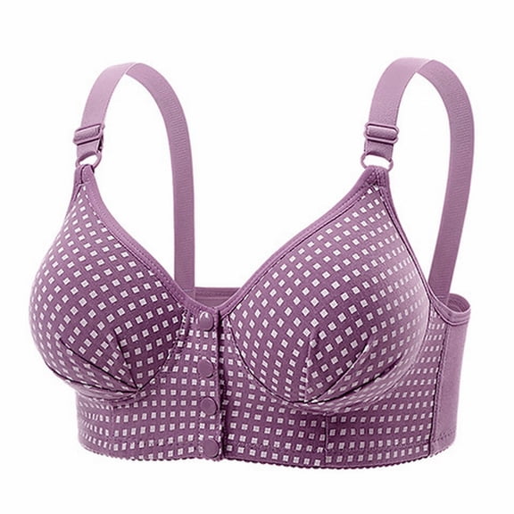 Gkeoshab Sports Bras for Women Women's Casual Comfort Front Closure Bra Soft Skin-Friendly Non-Wired Bralette for Mature Ladies Purple 36