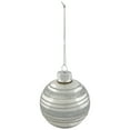 thumbnail image 5 of Northlight Glitter Stripes Christmas Shiny Glass Ball Ornaments - 2.5" (67mm) - Silver - 4ct, 5 of 9