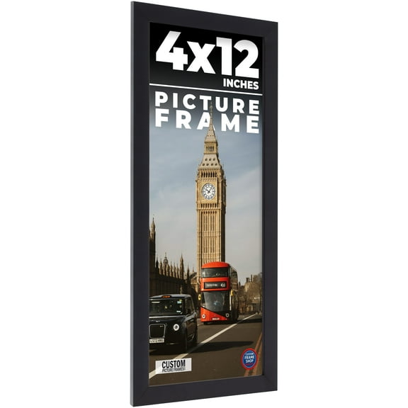 4x12 In Frame Black Real Wood Picture Frame Width 0.75 inches | Interior Frame Depth 0.5 inches |