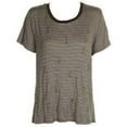 thumbnail image 3 of Carbon Copy Womens Striped Arrow-Embroidered Embellished T-Shirt, Green, Medium, 3 of 3