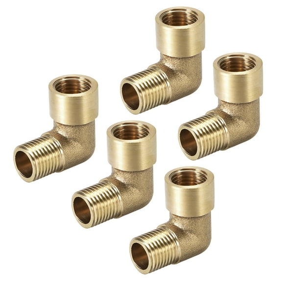Brass Pipe Fitting,90 Degree Elbow,1/4 (BSP) Male x 1/4 (BSP) Female 5pcs