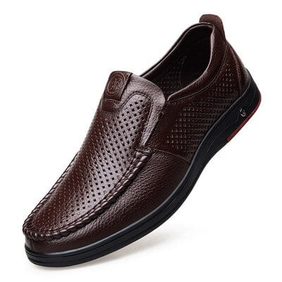 

2021 Newly Men s Summer Loafers Shoes Genuine Leather Soft Man Casual Slip-on Cutout Shoes Cowhide Summer Loafers