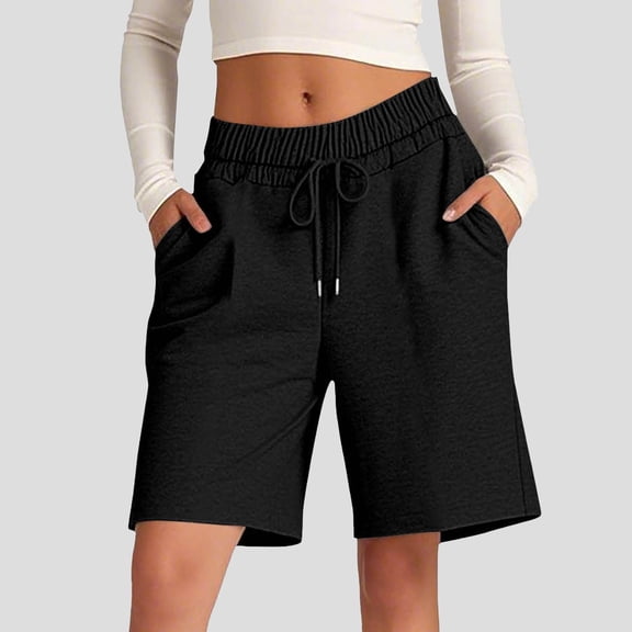 OIUUAK Women's Solid Color Comfortable Loose Cotton Shorts Casual Pants Drawstring Sports Pants, Loose Shorts for Women Summer, Womens Shorts Casual, Cotton Shorts for Woman
