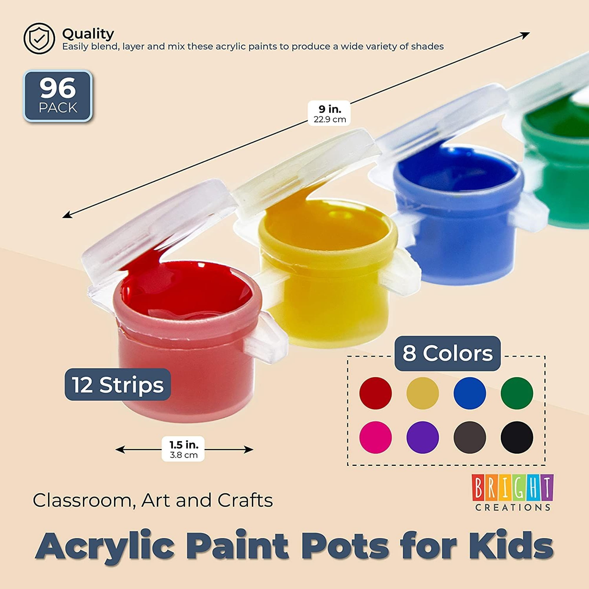 Acrylic Paint Set Vibrant Paint Kit Acrylic Paint Cups Paints for Kids &  Adults Bulk Paint Supplies 