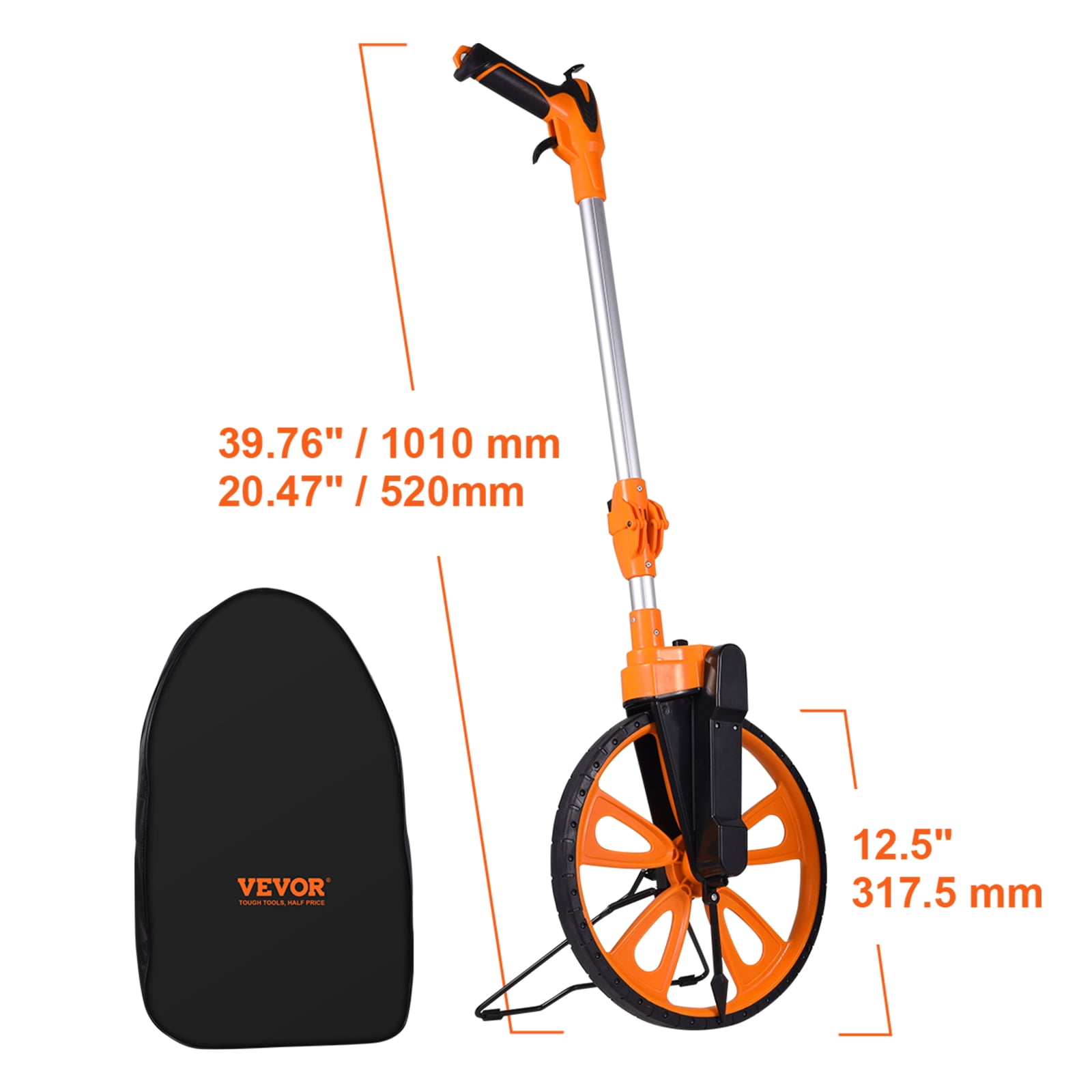 VEVOR Measuring Wheel 12.5” Telescoping Handle Centerline Design w/ Handbrake