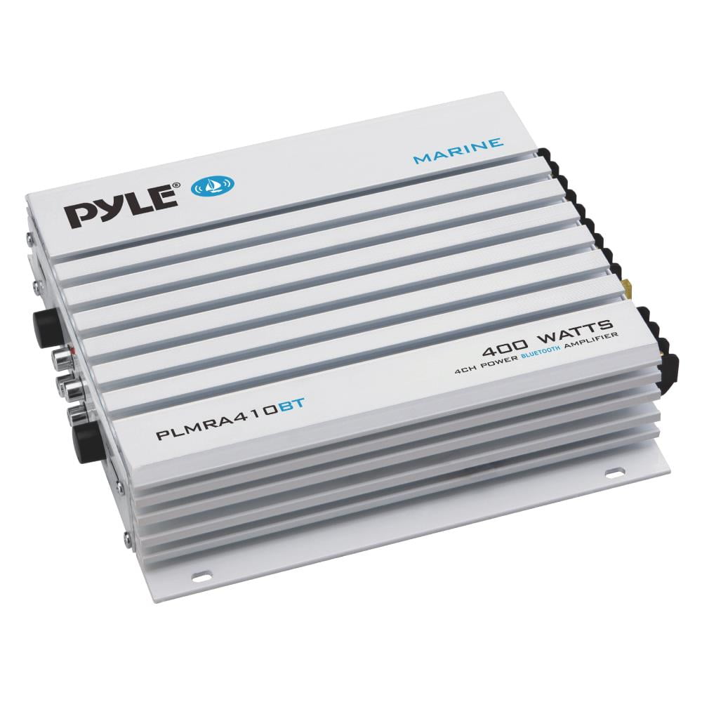 Pyle PLMRB29B2 Single DIN Marine Bluetooth MP3 Player Stereo Receiver, 4x 6.5" 120 Watt Peak 4-Ohm Marine Multicolor LED Coaxial Speakers with Charcoal Grilles, Bluetooth Amplifier, Antenna