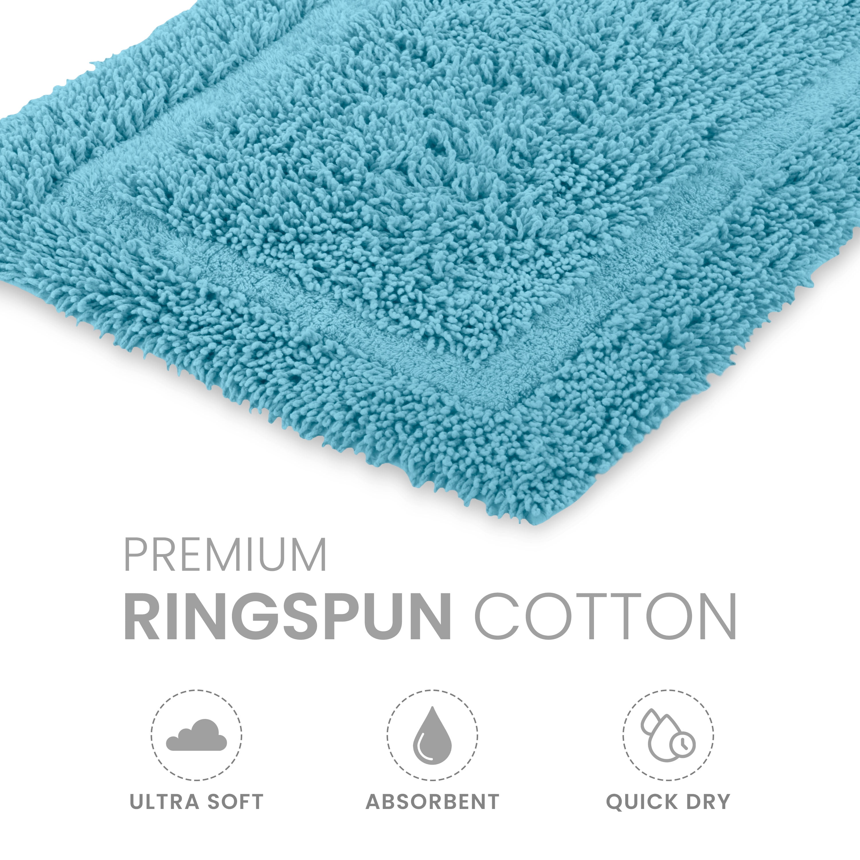 Martex Cotton Bath Rug | Ringspun Soft & Absorbent Non-Slip Quick-Dry Bathroom Mat | Island Blue