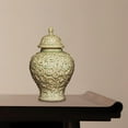 thumbnail image 6 of Porcelain Ginger Jar Canister Vase Embossed Texture for Home Kitchen Living Room Storage, 6 of 9