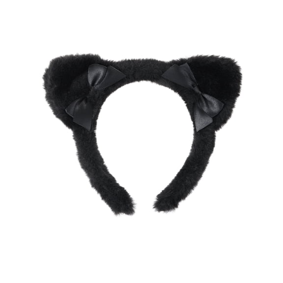 Way To Celebrate Halloween Women's Fuzzy Cat Ears Headband, Black