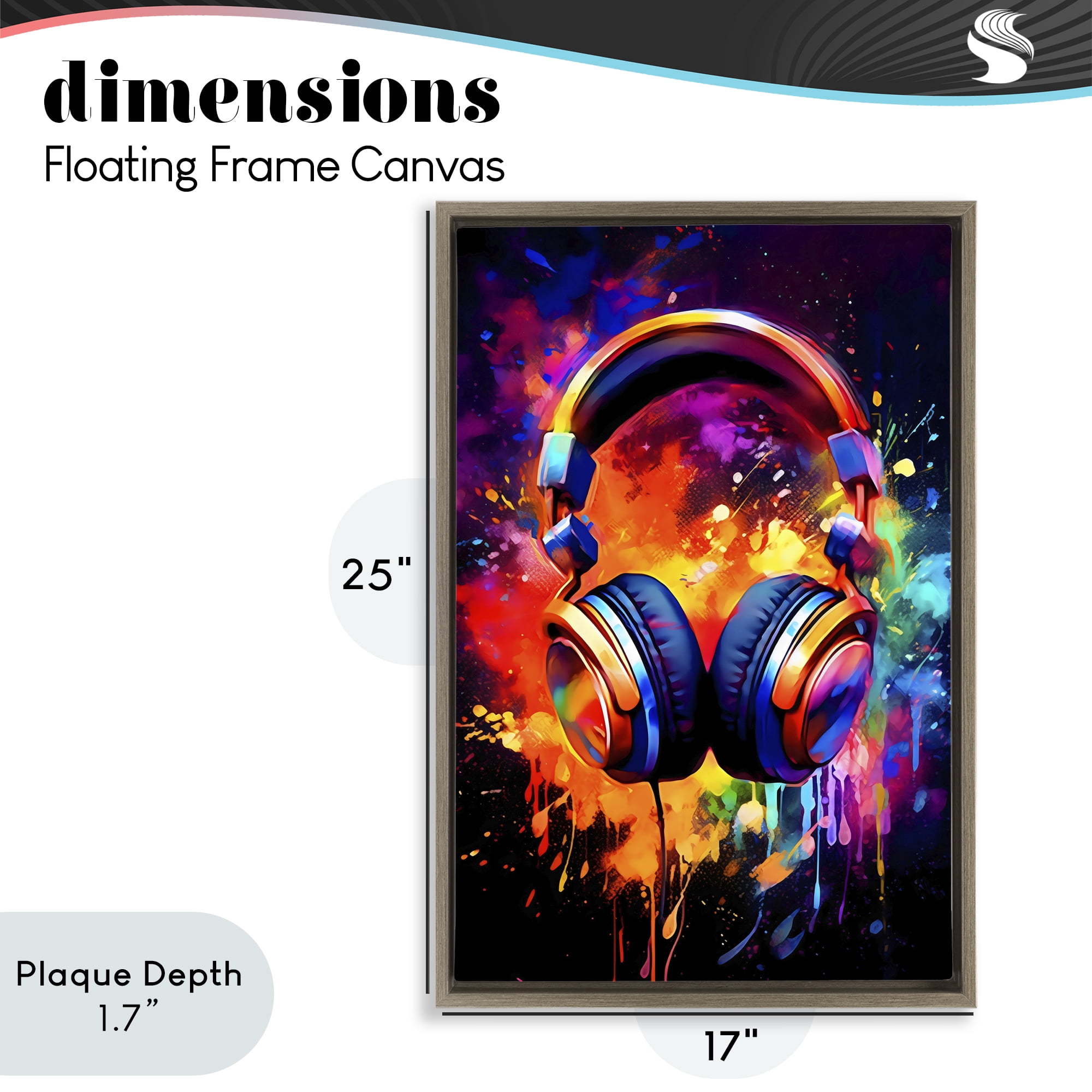 Stupell Industries Musical Color Pop Splash Brown Framed Floater Canvas Wall Art, design by Creative Studio