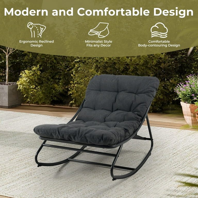 Grand Patio Outdoor Rocking Chair Modern Steel Cozy Lounge Rocker