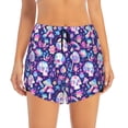 thumbnail image 2 of Gukieu mushroom rainbow Skull cartoon Print Women's Sports Shorts with Drawstring Elastic Waistband for Running, Yoga, Fitness-Medium, 2 of 7