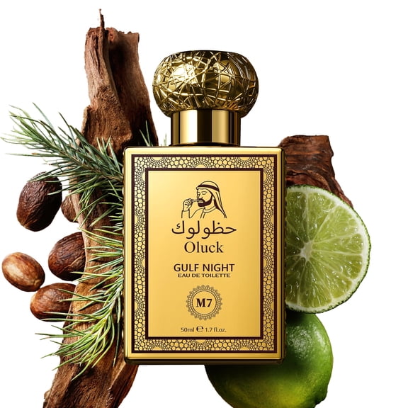 Oluck Gulf Night Perfume M7 Cologne for Women & Men, Lemon Pineapple Nutmeg Cedarwood Vanilla Notes, Middle Eastern Fragrance