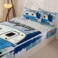 thumbnail image 2 of Manfei Kawaii Camper Zipper Twin Comforter Sets with Fitted Sheet and 2 Pillowcases,Cute Adventure Car Zipper Bedding Set,Light Blue White,Reversible, 2 of 7