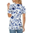thumbnail image 5 of Floral Print Tops for Womens，Summer Womens Scooped Neck Tees Short Sleeve Shirts Loose Fitted Tunics Blouses Ultra Soft Textured Tops Lounge Breathable T-Shirts Running Cycling Workout Outfits, 5 of 6