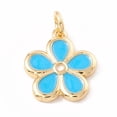 thumbnail image 3 of Brass Enamel Pendants with Jump Rings Cadmium Free & Lead Free Long-Lasting Plated Real 18K golden Plated Flower Mixed color 14x12.5x2mm Hole: 3mm, 3 of 5
