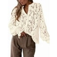 thumbnail image 2 of Blusa Informal Elegante de Encaje para Mujer, Camisa de Larga con Botones, Ropa de Moda para y Otoño Albaricoque M, 2 of 9
