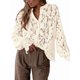 thumbnail image 2 of Blusa Informal Elegante de Encaje para Mujer, Camisa de Larga con Botones, Ropa de Moda para y Otoño Albaricoque L, 2 of 9