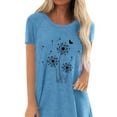 thumbnail image 4 of Gvmfive Women Short Sleeve Tunic Tops Casual Short Sleeve T Shirt Dandelion Print Loose Tee Blouse, 4 of 5