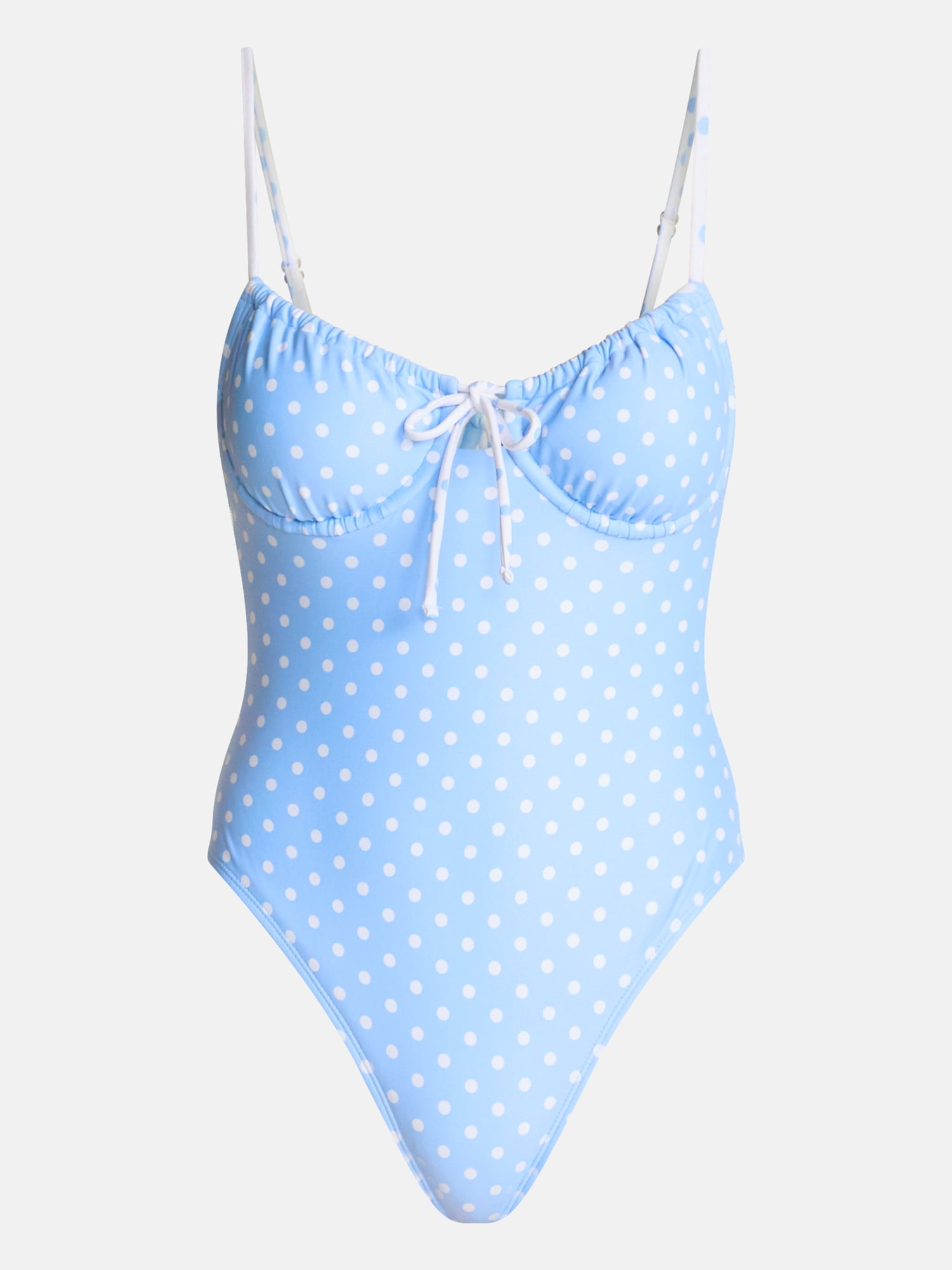 No Boundaries Polka Dot Underwire One Piece Swimsuit, Women's XXS-XXL