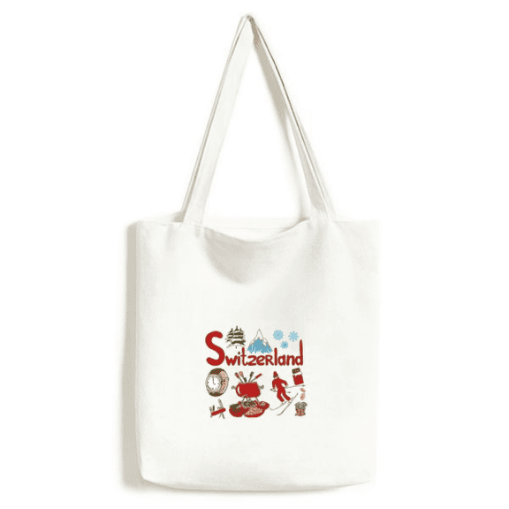 Switzerland National symbol Landmark Tote Canvas Bag Shopping Satchel Casual Handbag