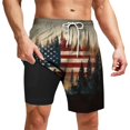 thumbnail image 5 of Mens Casual Shorts Men's Stars and Stripes Print Fashion Beach Shorts Double Layer Inner Convenient Pockets Summer Dark Blue M, 5 of 5