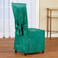 thumbnail image 2 of Collections Etc Scroll Patterned Elegant Dining Chair Cover - Fancy Dinging Room Décor, Forest Green, 2 of 4