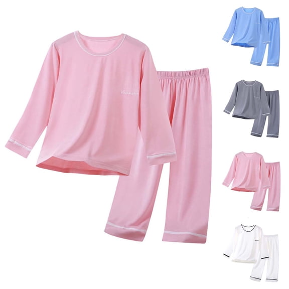 Bixock Toddler Boys Girls Summer Sleepwear Outfits Long Sleeve Tops Long Pants Set 2 Piece Loungewear Set for Kids Clothes Size 1-15Y