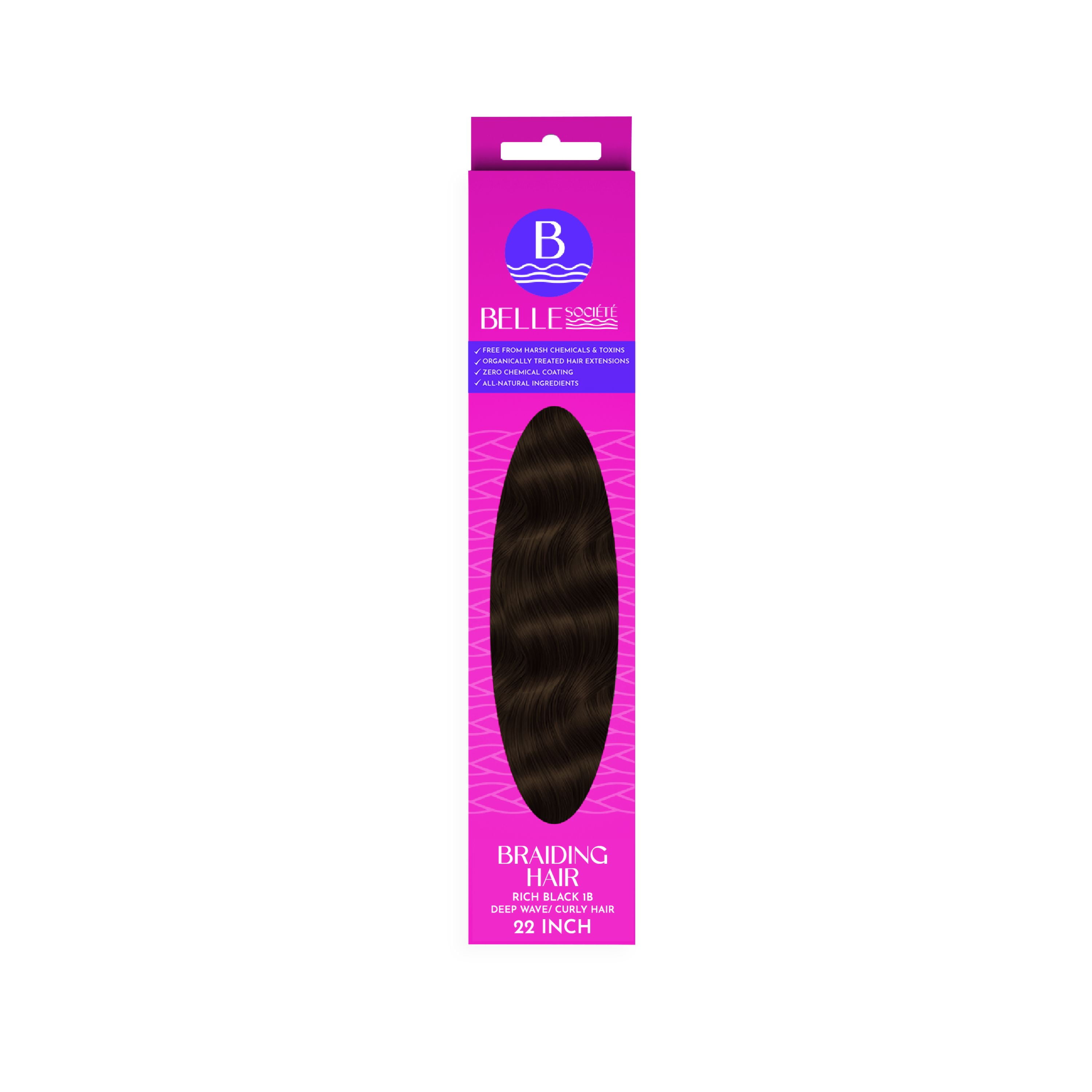 Belle Societe Rich Black 1b Deep Wave 22in Braiding Hair 3 Bundles 150g, Child, Teen, Adult, Unisex