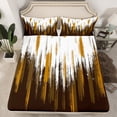 thumbnail image 2 of Manfei Abstract Oil Painting Queen Sheet Sets 4 Pieces, Brown Gold Ombre Flat Sheet, Watercolor Brush Strokes Queen Fitted Sheet, Super Cozy Room Decor, 2 of 7