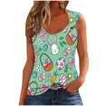 thumbnail image 2 of Puntoco Camisola sin mangas con cuello cuadrado y estampado de Pascua para mujer, camiseta holgada sin mangas, 2 of 4
