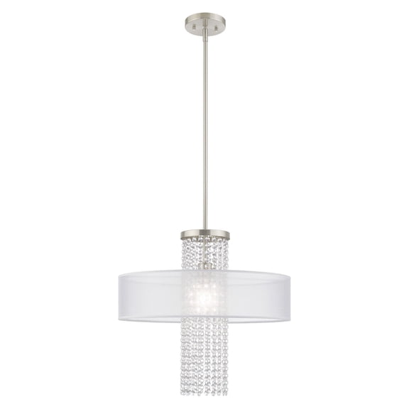 41121-91 Livex Lighting Bella Vista - 1 Light Pendant in Contemporary Style - 20 Inches wide by 27.5 Inches high-Brushed Nickel Finish-White Shade