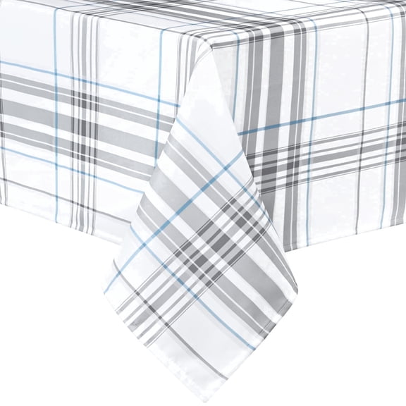 Sevenstars 60" x 84" Tablecloth Gray Plaid Table Cloth Polyester Washable Table Cover for Spring Picnic Dinner Party,Rectangle